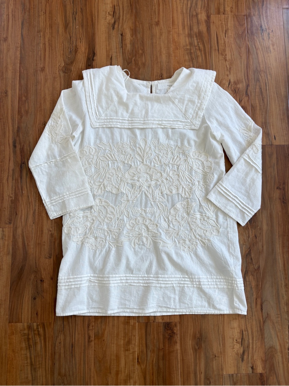 RARE ZARA White Linen Collared Dress